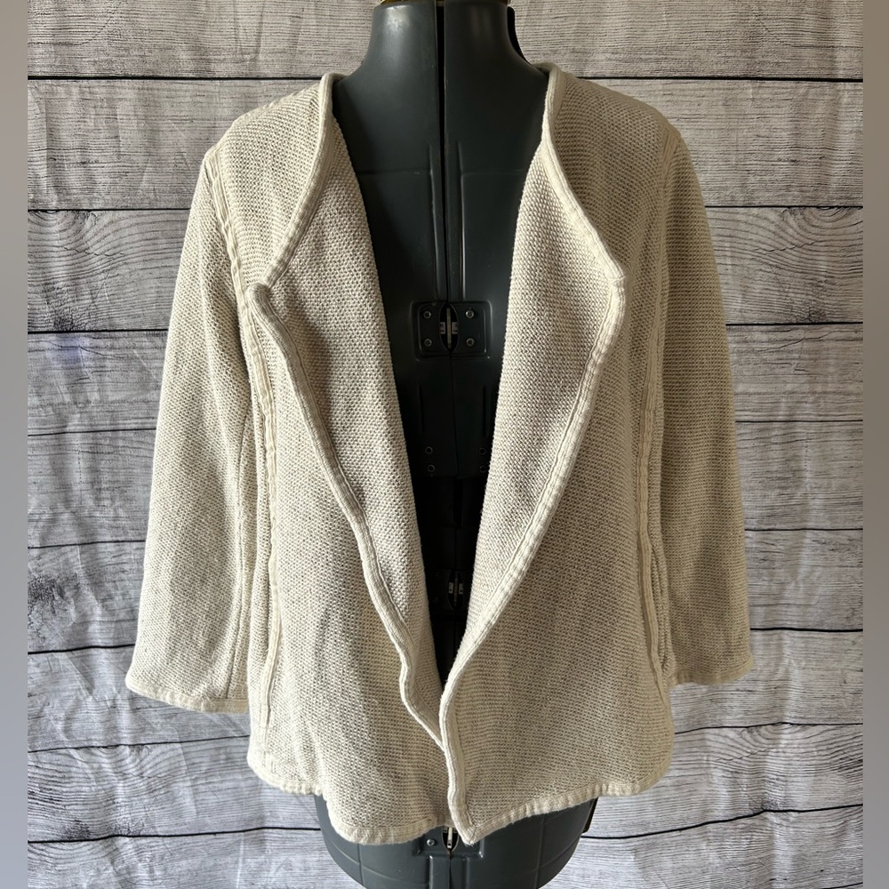 Vince linen blend drape front cream coat jacket size XL